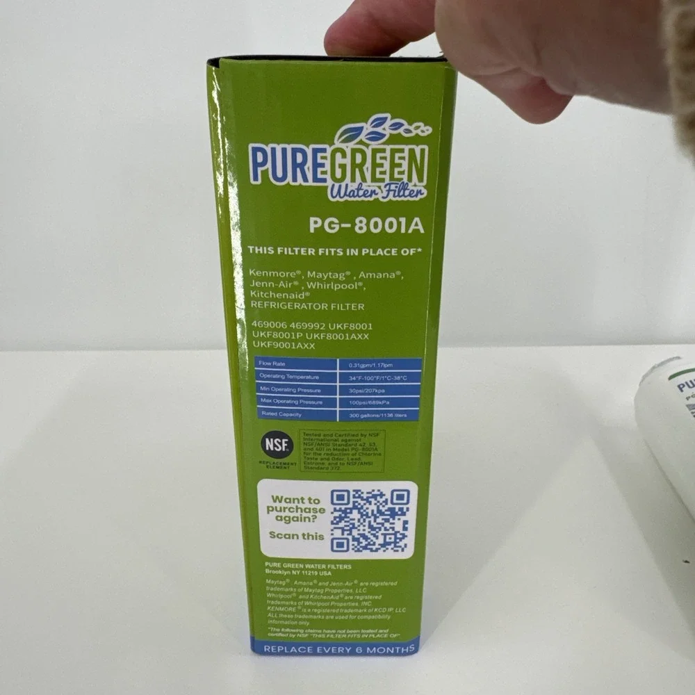 Pure Green Refrigerator Water Filters Lot of TWO PG-8001A  Maytage‎ Kenmore